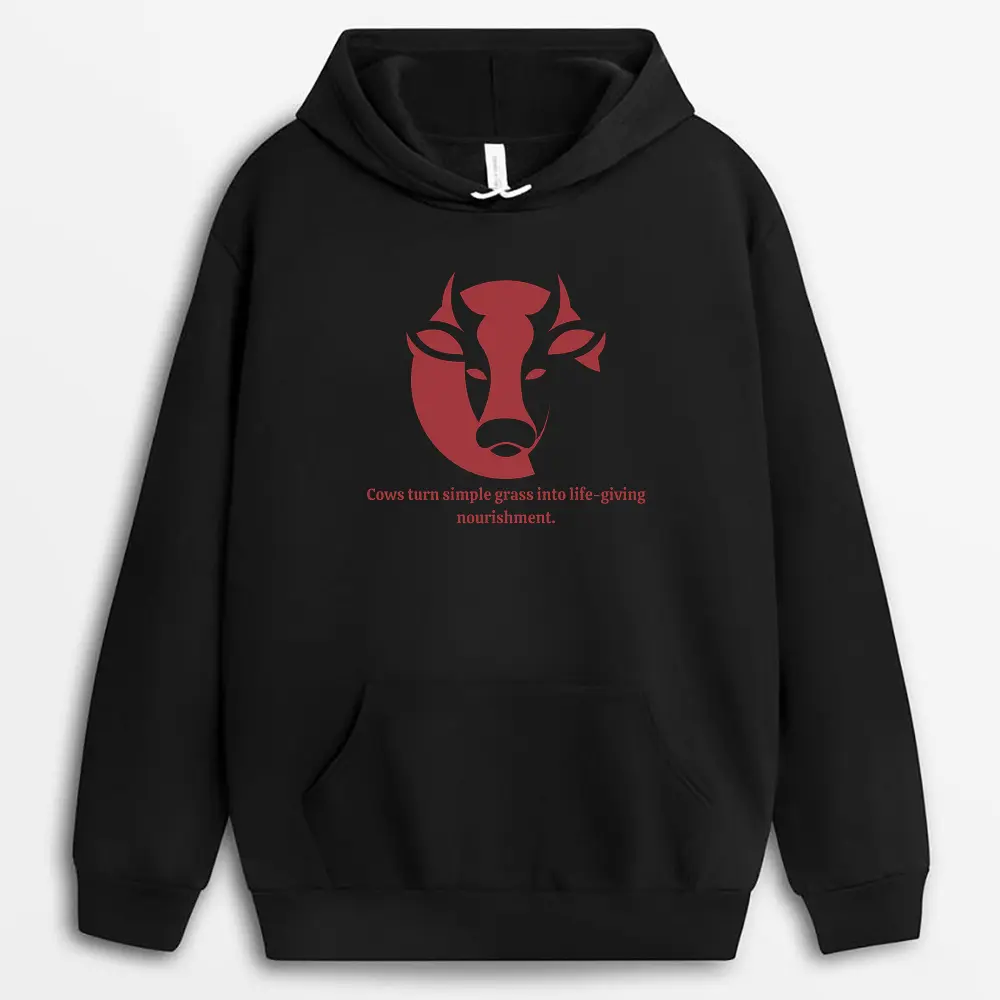 Cows Turn Simple Grass Into Life-giving Nourishment Sunyxtee Hoodie - Black