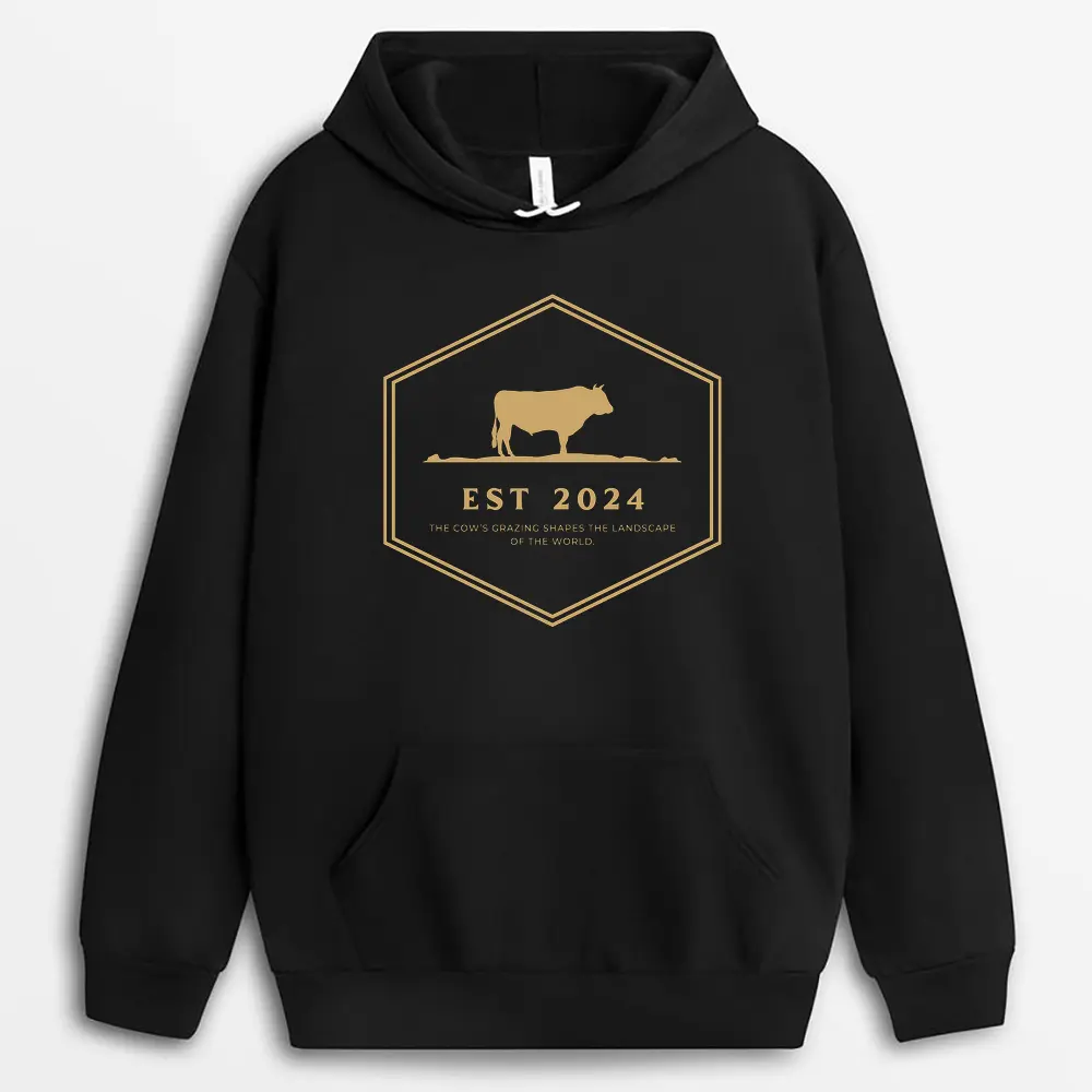 The Cows Grazing Shapes The Landscape Of The World Sunyxtee Hoodie - Black