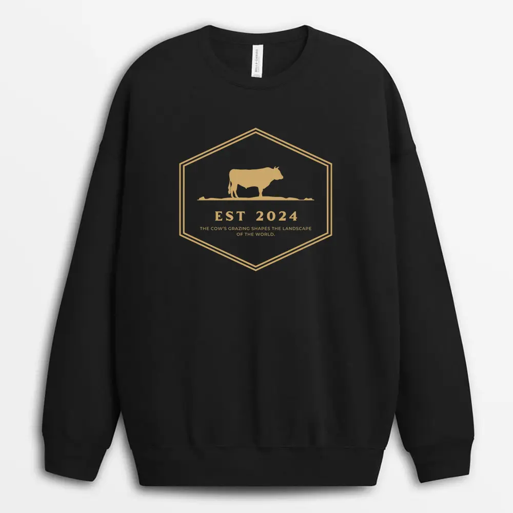 The Cows Grazing Shapes The Landscape Of The World Sunyxtee Sweatshirt - Black